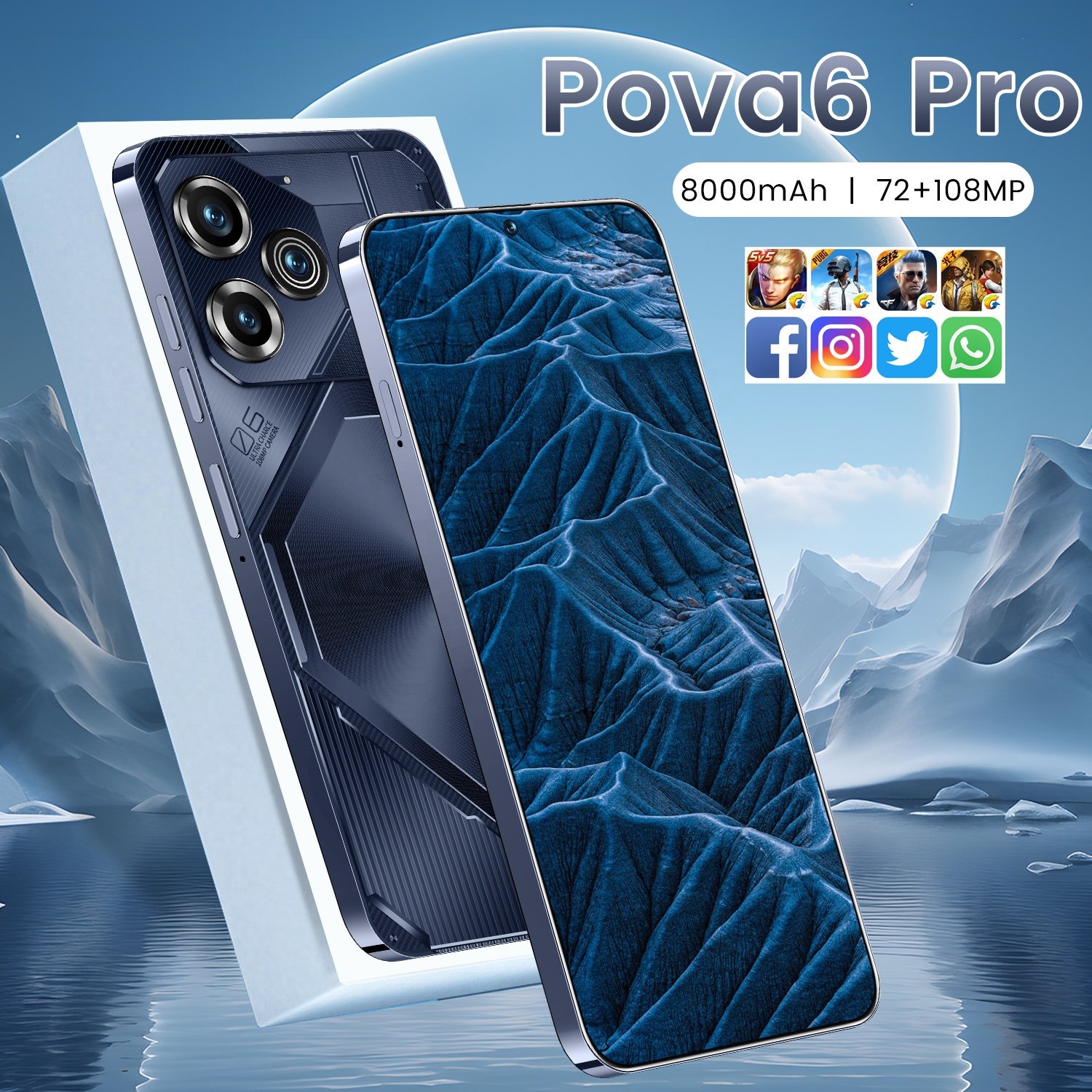 Hot Selling Smartphone pova 6 pro 16GB+1TB 7.3 Inch Mobilephone HD Beauty Camera Android13 5G Cellphones